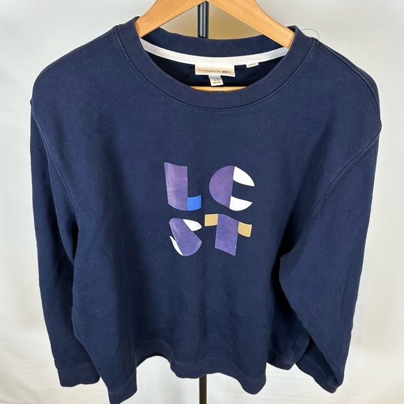 Lacoste Navy Logo Crewneck Sweatshirt SzXL - Picture 6 of 9